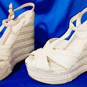 Charlotte Russe, suede and weave platforms, used but decent condition 💕